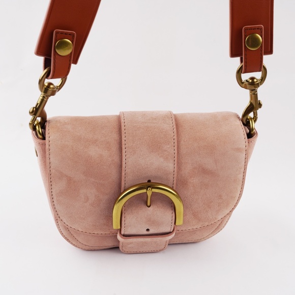 New J.CREW Crossbody Buckle Bag in Italian Suede in Blush Pink - Picture 3 of 9